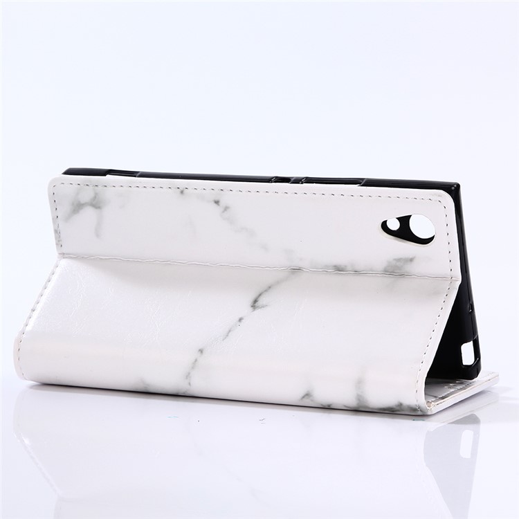 Marmor Muster Leder Brieftasche Case Cover für Sony Xperia XA1 - Weiß-4