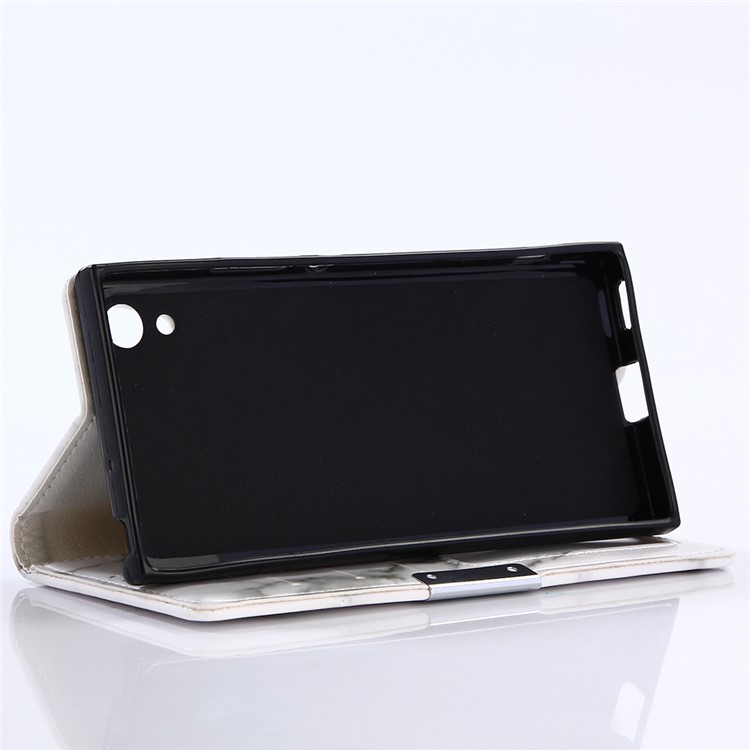 Marmor Muster Leder Brieftasche Case Cover für Sony Xperia XA1 - Weiß-5