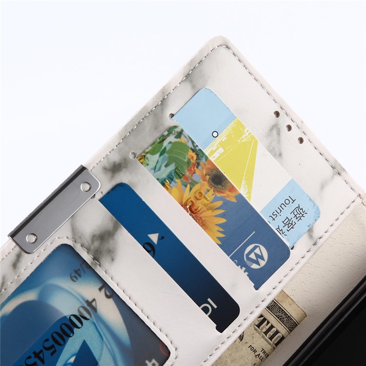 Marmor Muster Leder Brieftasche Case Cover für Sony Xperia XA1 - Weiß-9