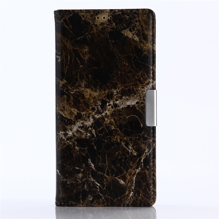 Marble Pattern Wallet Leather Cell Phone Case Stand for Sony Xperia XZ Premium - Black-1