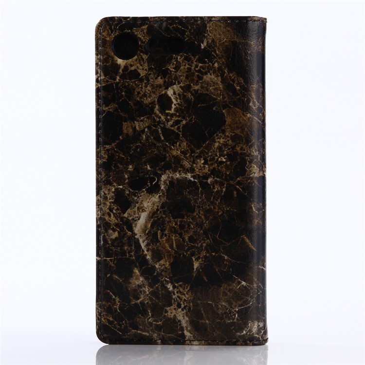 Marble Pattern Wallet Leather Cell Phone Case Stand for Sony Xperia XZ Premium - Black-2