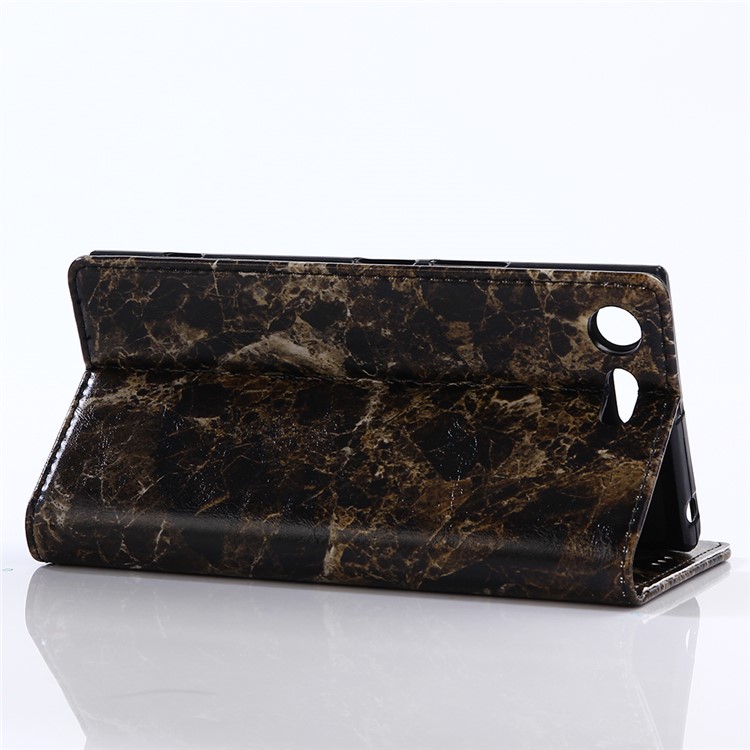 Marble Pattern Wallet Leather Cell Phone Case Stand for Sony Xperia XZ Premium - Black-4