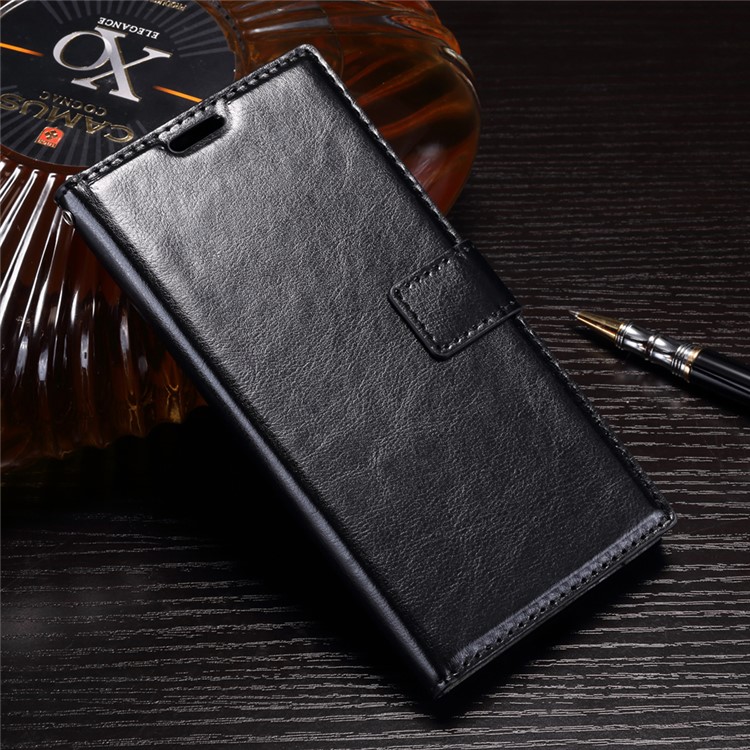 Crazy Horse Leather Wallet Case for Sony Xperia XZ Premium - Black-1