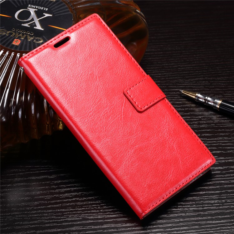 Crazy Horse Leather Card Holder Case for Sony Xperia XZ Premium - Red-1