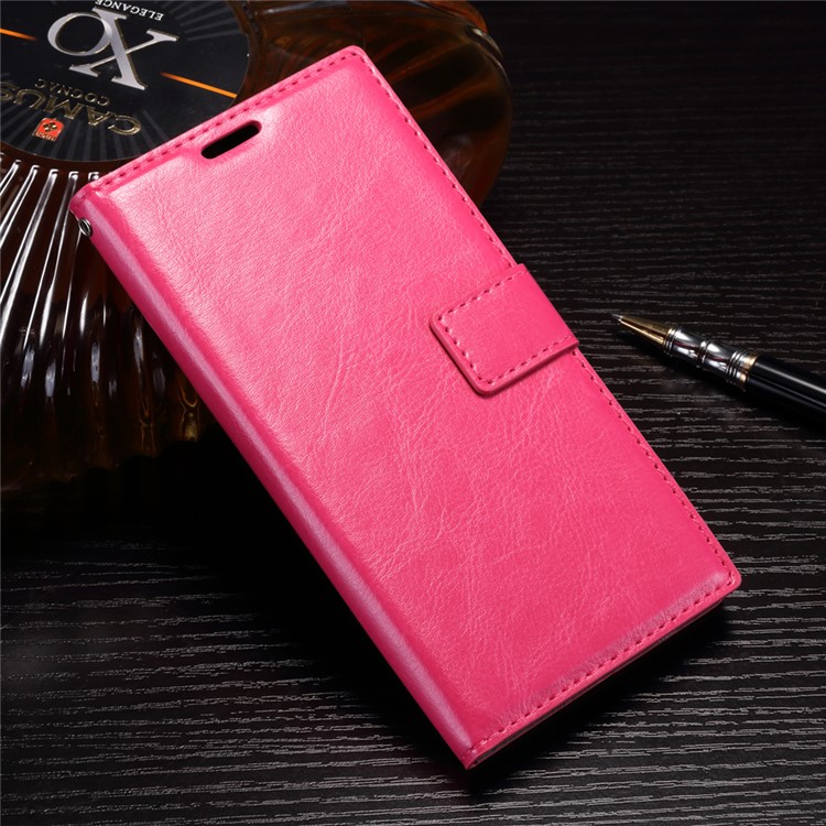 Crazy Horse Flip Leather Wallet Case for Sony Xperia XZ Premium - Rose-1