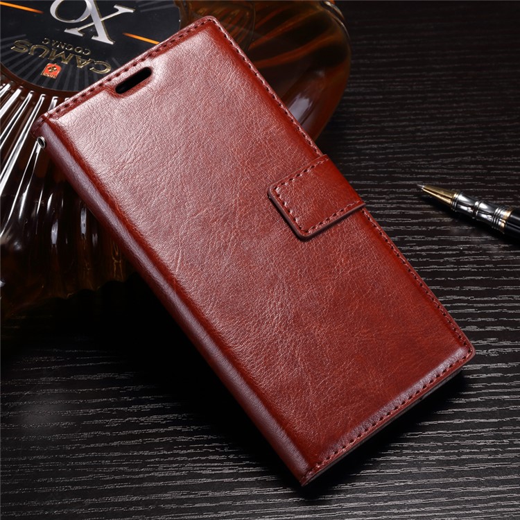 Crazy Horse Wallet Leather Stand Cover for Sony Xperia XZ Premium - Brown-1