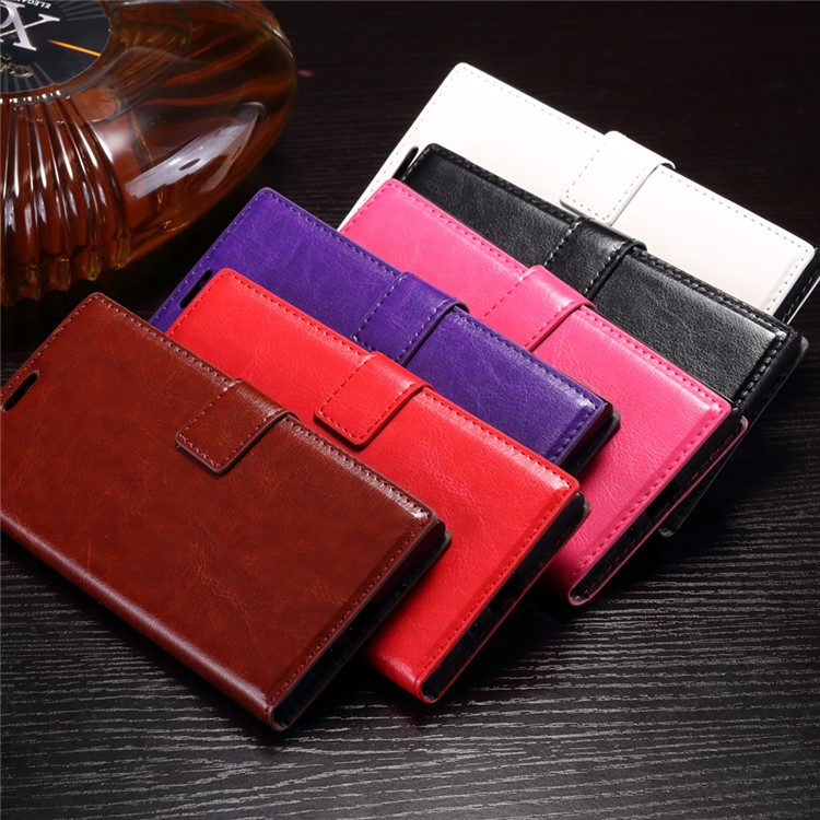 Crazy Horse Wallet Leather Stand Cover for Sony Xperia XZ Premium - Brown-10