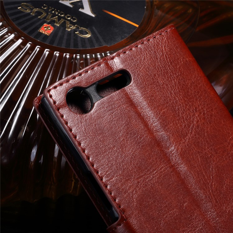 Crazy Horse Wallet Leather Stand Cover for Sony Xperia XZ Premium - Brown-3
