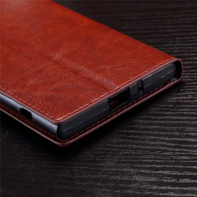 Crazy Horse Wallet Leather Stand Cover for Sony Xperia XZ Premium - Brown-4