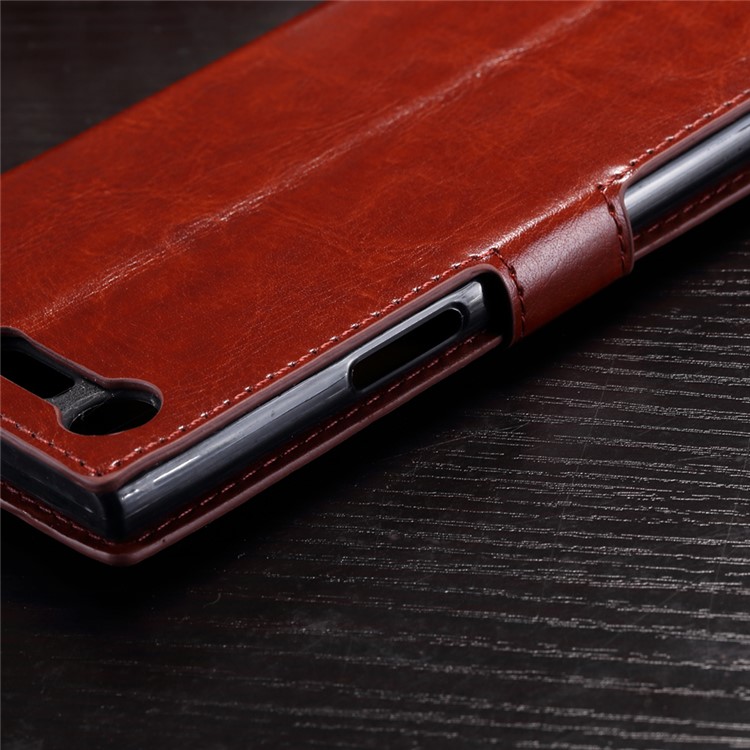 Crazy Horse Wallet Leather Stand Cover for Sony Xperia XZ Premium - Brown-5