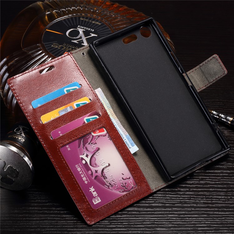 Crazy Horse Wallet Leather Stand Cover for Sony Xperia XZ Premium - Brown-7