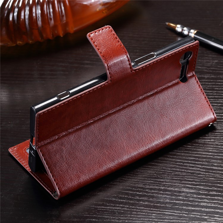 Crazy Horse Wallet Leather Stand Cover for Sony Xperia XZ Premium - Brown-8