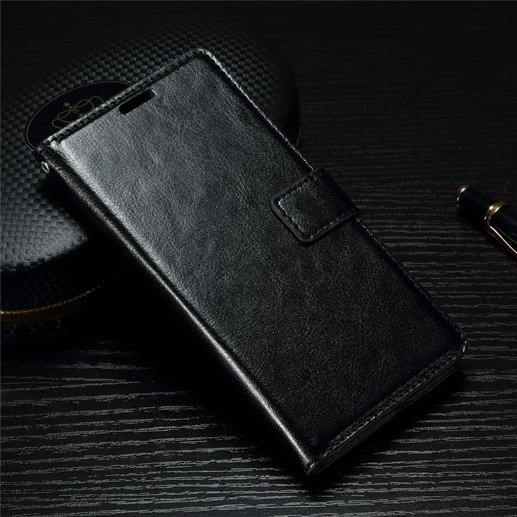 Crazy Horse Leather Wallet Case for Sony Xperia XA1 - Black-1