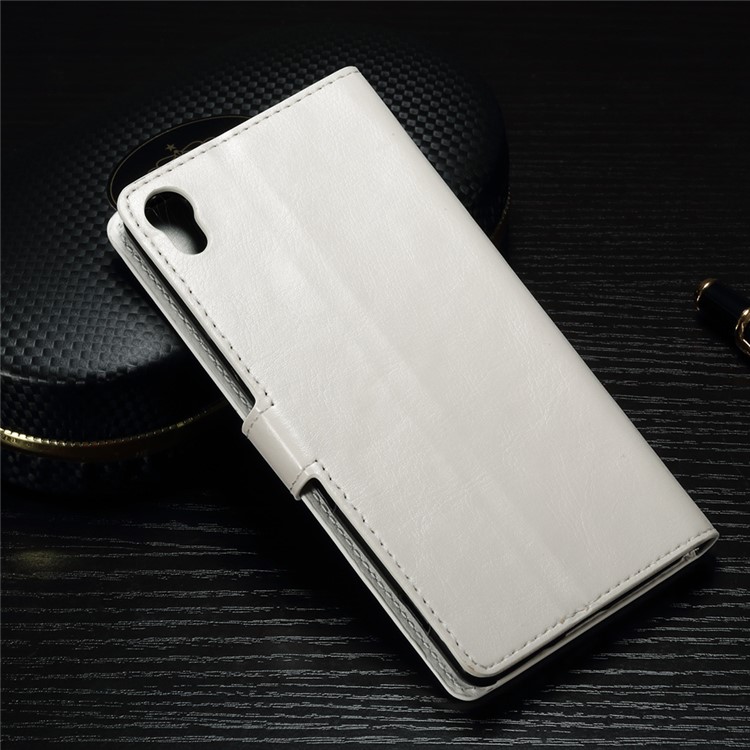 Crazy Horse Leather Wallet Cover for Sony Xperia XA1 - White-2