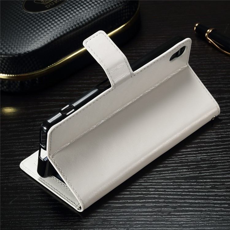 Crazy Horse Leather Wallet Cover for Sony Xperia XA1 - White-3