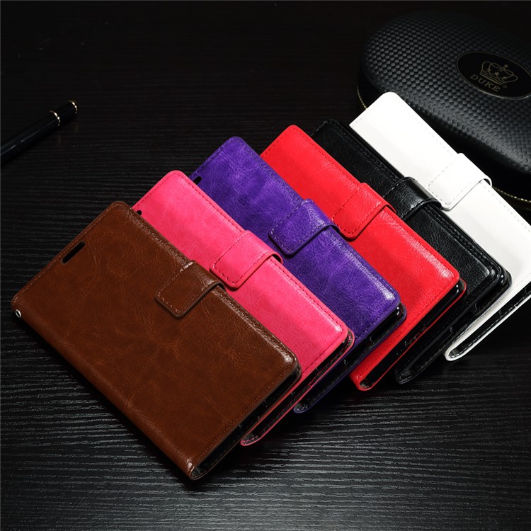 Crazy Horse Leather Wallet Cover for Sony Xperia XA1 - White-4