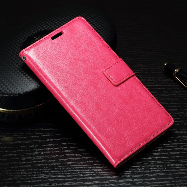 Crazy Horse Phone Leather Wallet Case for Sony Xperia XA1 - Rose-1