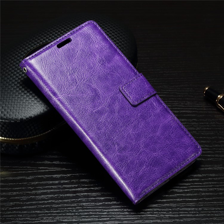 Crazy Horse Stand Leather Wallet Case for Sony Xperia XA1 - Purple-1