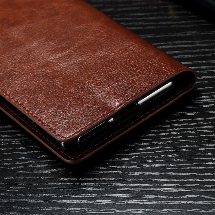 Crazy Horse Leather Wallet Case Accessory for Sony Xperia XA1 - Brown-5