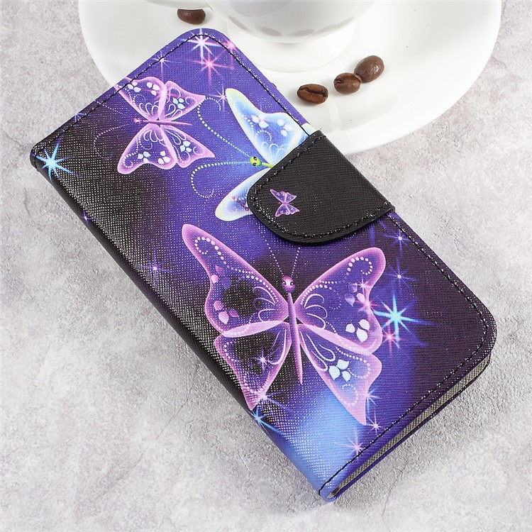 Pattern Printing Leather Wallet Folio Flip Case for Sony Xperia XA1 - Shiny Butterflies-3