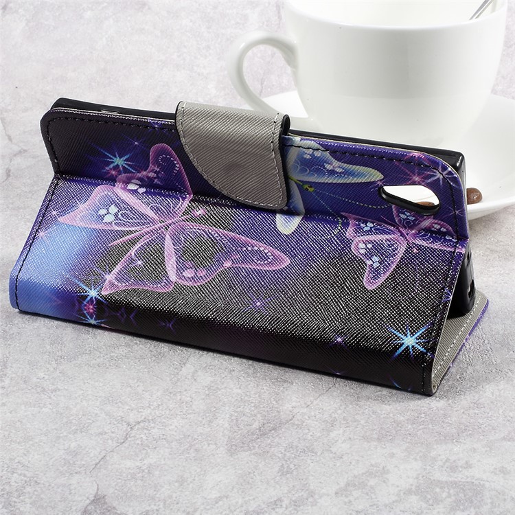 Pattern Printing Leather Wallet Folio Flip Case for Sony Xperia XA1 - Shiny Butterflies-5