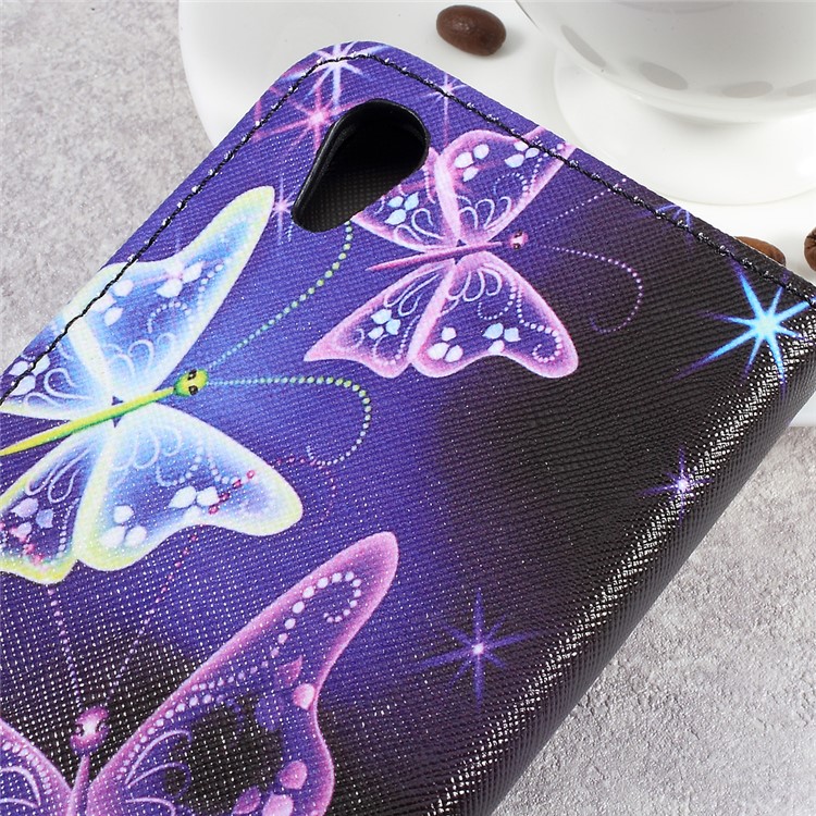 Pattern Printing Leather Wallet Folio Flip Case for Sony Xperia XA1 - Shiny Butterflies-8