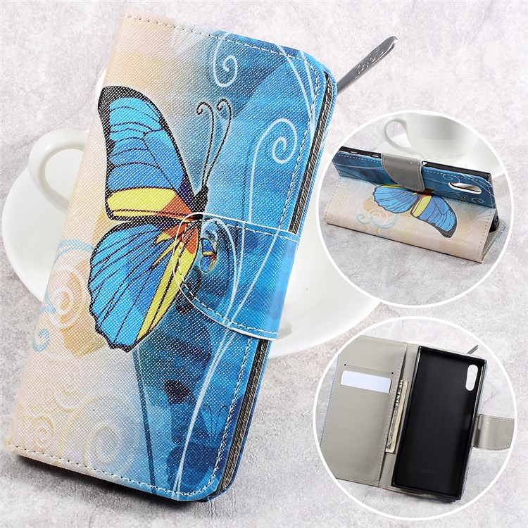 Pattern Printing Leather Wallet Folio Flip Case for Sony Xperia XZs / XZ - Beautiful Butterfly-1