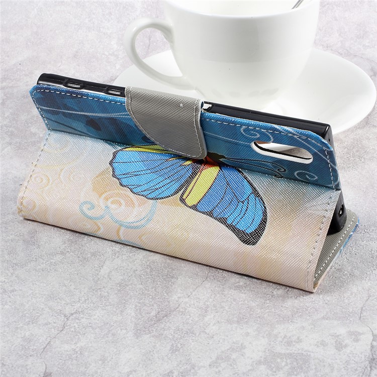 Pattern Printing Leather Wallet Folio Flip Case for Sony Xperia XZs / XZ - Beautiful Butterfly-5