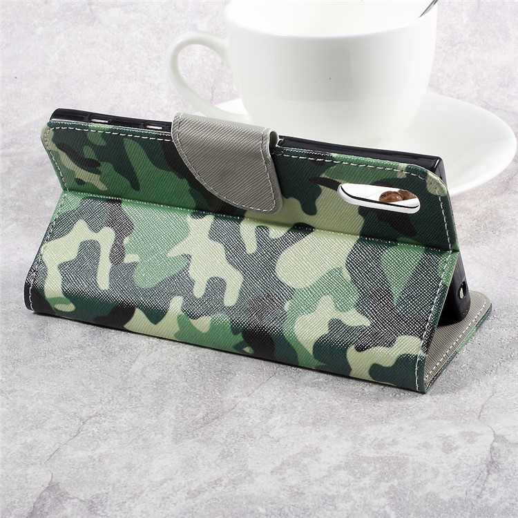 Patterned Leather Stand Wallet Case for Sony Xperia XZs / XZ - Camouflage Pattern-5