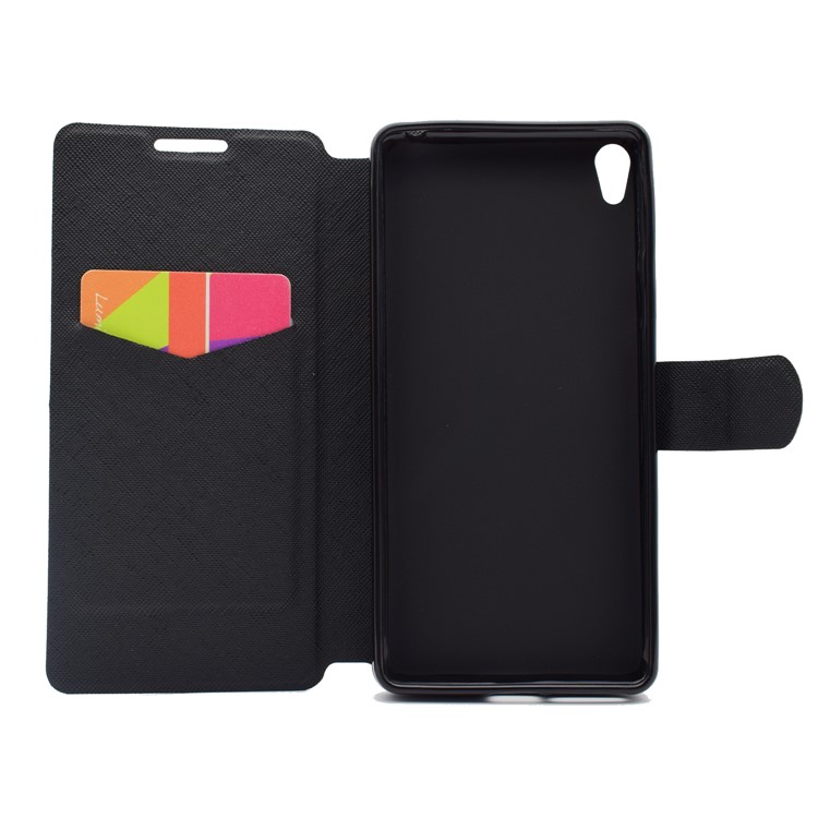 Pattern Printing Stand Card Slot Leather Phone Shell for Sony Xperia E5 - Deer and Pool Reflection-6