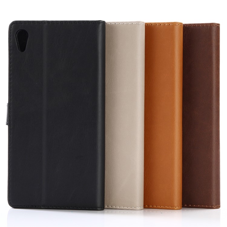 Retro Style Crazy Horse Leather Wallet Cell Phone Case for Sony Xperia XA1 Ultra - Black-6