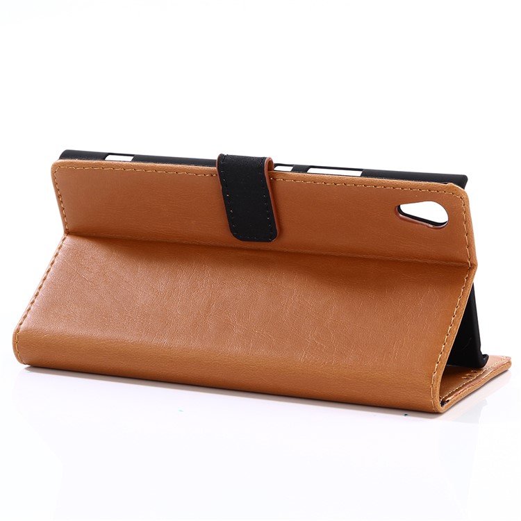 Crazy Horse Retro Style Wallet Leather Stand Mobile Shell for Sony Xperia XA1 Ultra - Brown-4