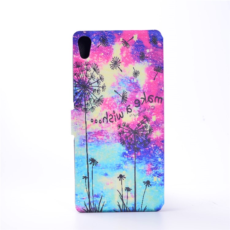 Pattern Printing Leather Card Holder Case for Sony Xperia XA Ultra - Dandelion and Quote-3