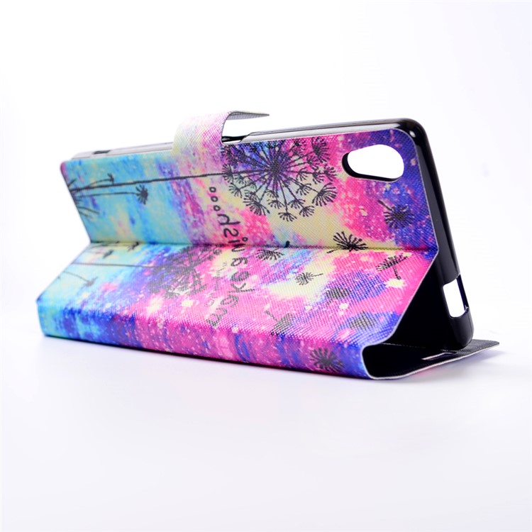 Pattern Printing Leather Card Holder Case for Sony Xperia XA Ultra - Dandelion and Quote-5