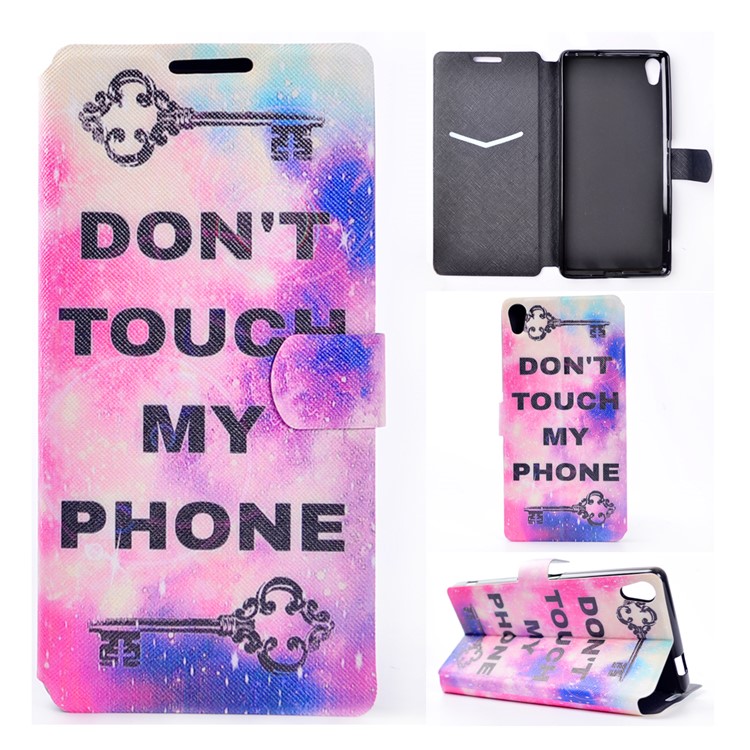 Pattern Printing Leather Stand Cover Case for Sony Xperia XA Ultra - Do not Touch My Phone-1
