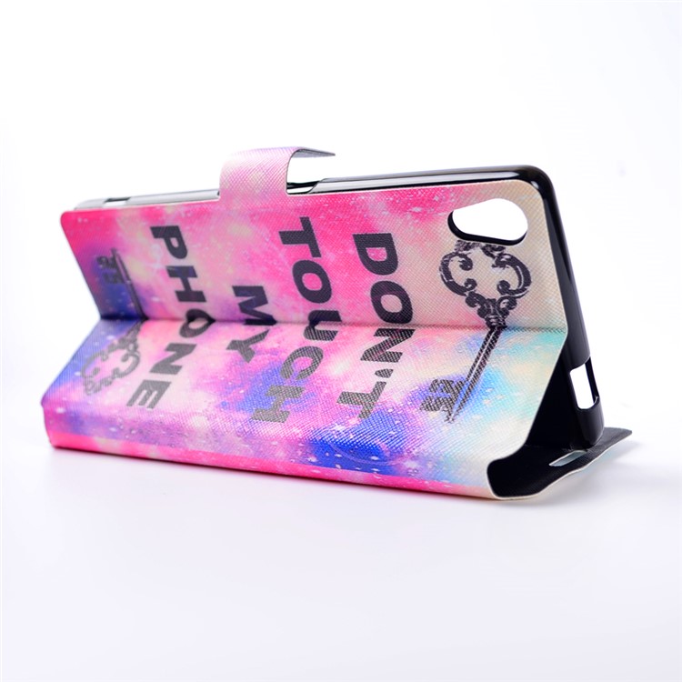 Pattern Printing Leather Stand Cover Case for Sony Xperia XA Ultra - Do not Touch My Phone-4