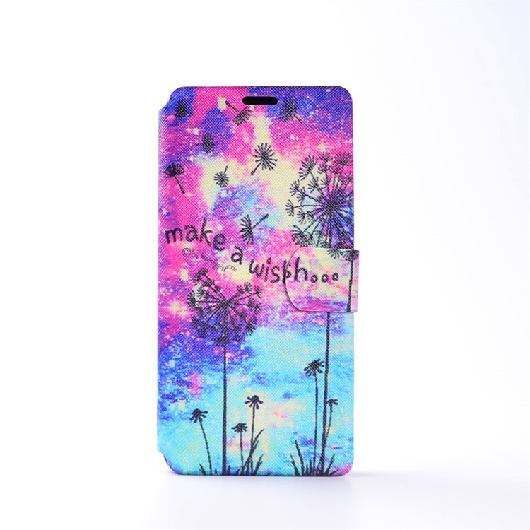 Pattern Printing Leather Folio Case for Sony Xperia XA / XA Dual - Dandelion and Quote-2