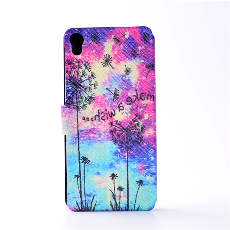 Pattern Printing Leather Folio Case for Sony Xperia XA / XA Dual - Dandelion and Quote-3