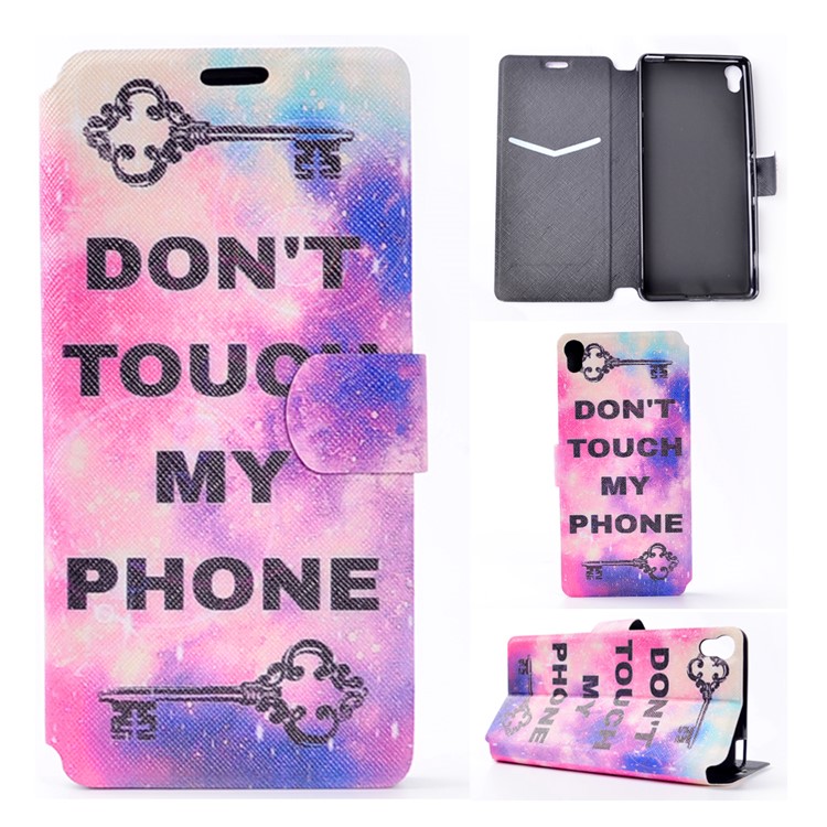 Pattern Printing Protective Leather Case with Stand for Sony Xperia XA / XA Dual - Do not Touch My Phone-1