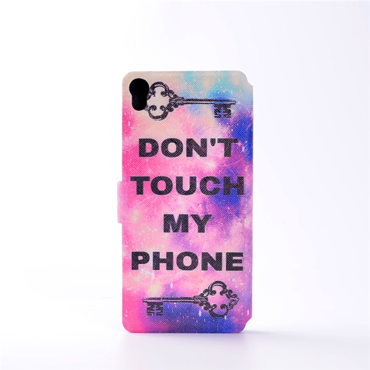 Pattern Printing Protective Leather Case with Stand for Sony Xperia XA / XA Dual - Do not Touch My Phone-3