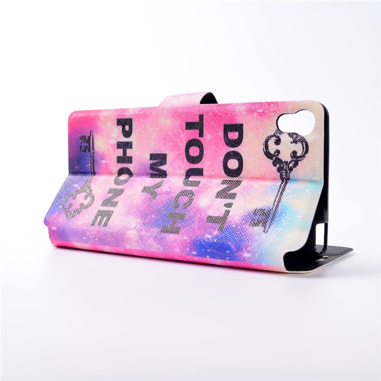 Pattern Printing Protective Leather Case with Stand for Sony Xperia XA / XA Dual - Do not Touch My Phone-4