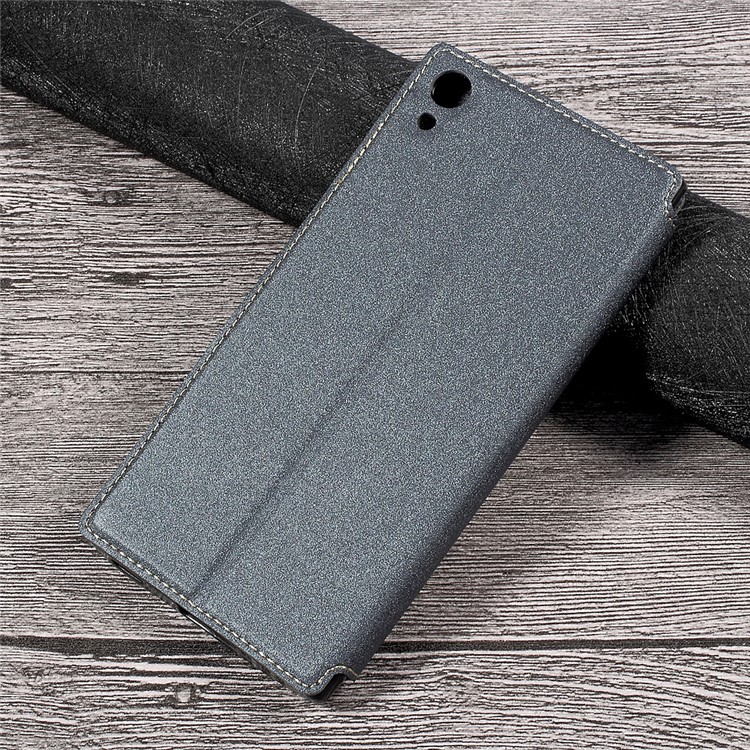 Sand-like Texture Magnetic Auto-absorbed Leather Phone Case for Sony Xperia XA1 Ultra - Grey-2