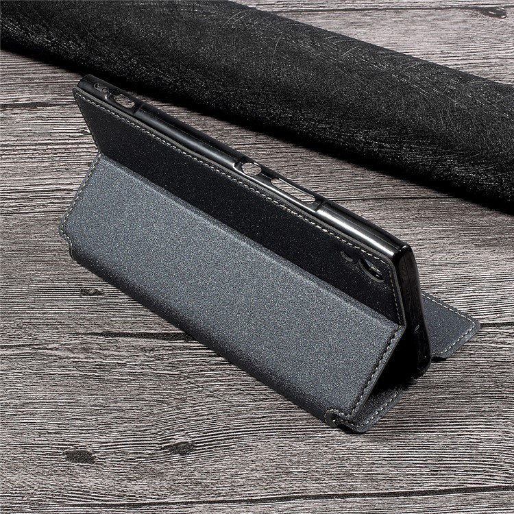 Sand-like Texture Magnetic Auto-absorbed Leather Phone Case for Sony Xperia XA1 Ultra - Grey-4