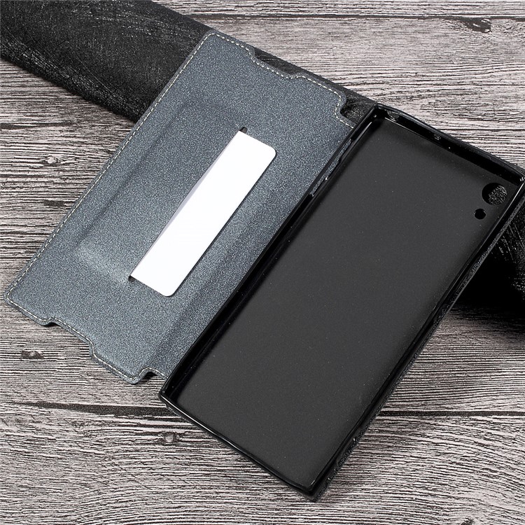 Sand-like Texture Magnetic Auto-absorbed Leather Phone Case for Sony Xperia XA1 Ultra - Grey-5