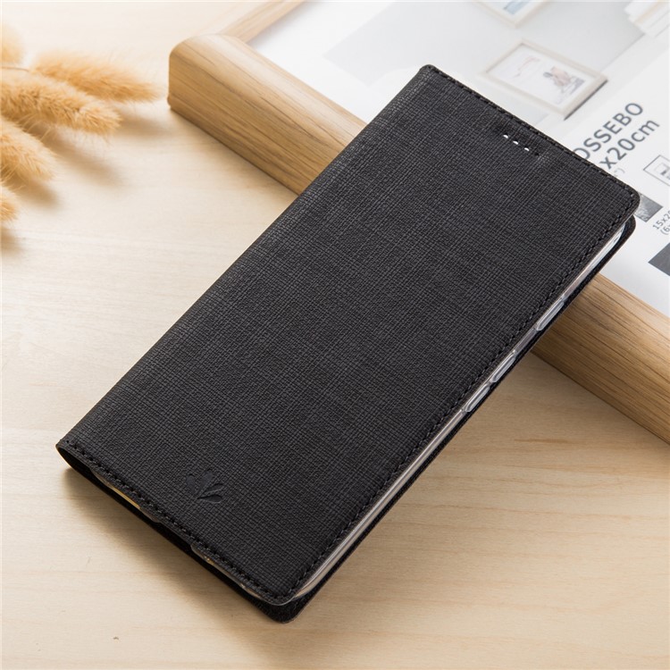 VILI DMX Style Auto-absorbed Cross Texture Leather Card Slot Stand Case for Sony Xperia XA1 - Black-1