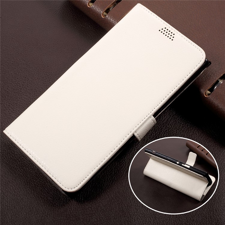 Wallet Stand Leather Litchi Texture Cell Phone Case for Sony Xperia XA1 Ultra - White-1