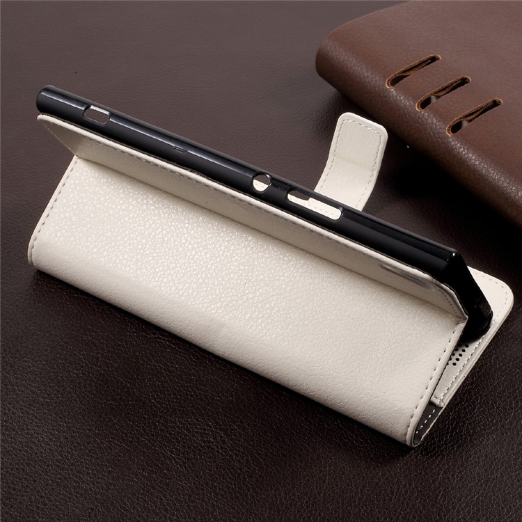 Wallet Stand Leather Litchi Texture Cell Phone Case for Sony Xperia XA1 Ultra - White-4