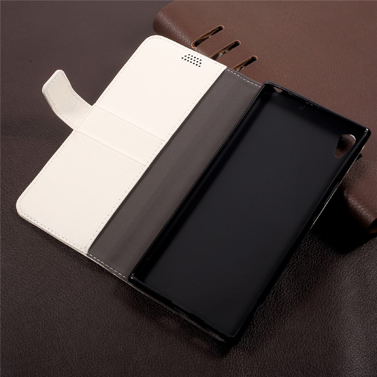 Wallet Stand Leather Litchi Texture Cell Phone Case for Sony Xperia XA1 Ultra - White-5