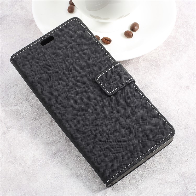 Cross Texture Wallet Leather Stand Cell Phone Case for Sony Xperia L1 - Black-3