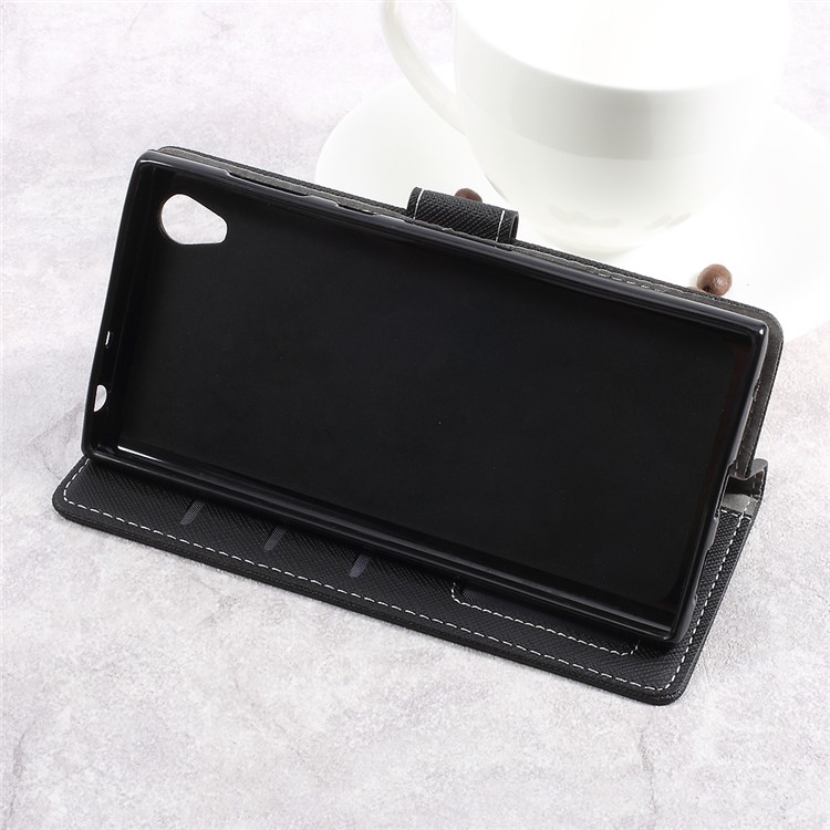 Cross Texture Wallet Leather Stand Cell Phone Case for Sony Xperia L1 - Black-4